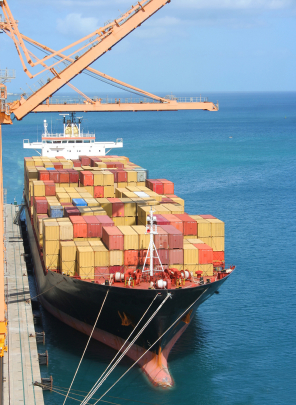 Containerschiffe könnten mit dem bionischen Anstrich Kraftstoff sparen. (Quelle: © iStockphoto.com/ Youssouf Cader)