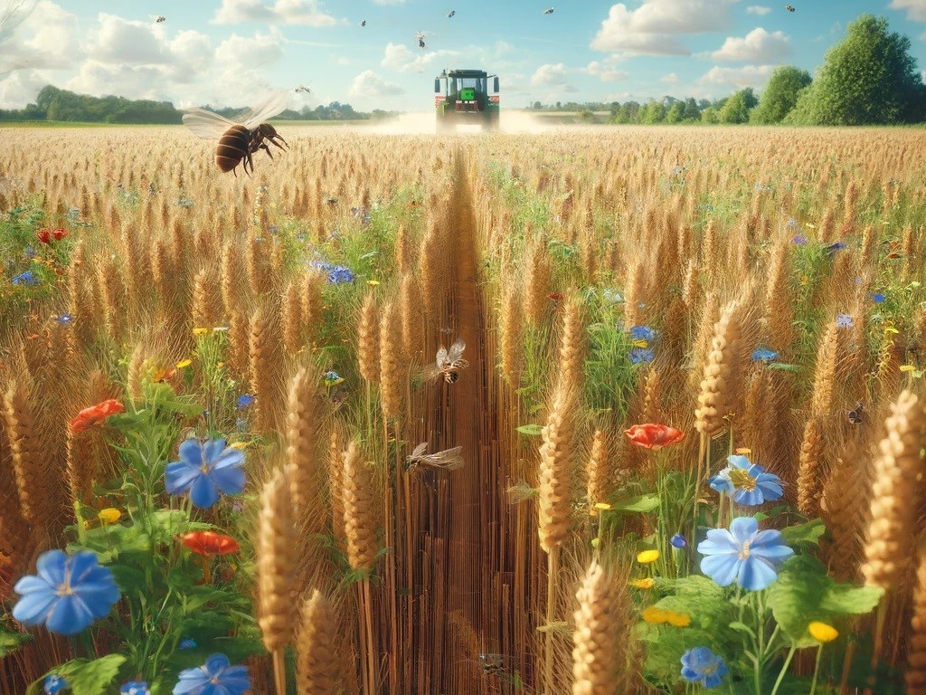 Das Projekt Bio-Fun will ein Biofungizid entwickeln, dass keine schädlichen Nebenwirkungen mehr hat. Das könnte die Landwirtschaft nachhaltiger und die Agrarlandschaften artenreicher machen. (Bildquelle: © www.pflanzenforschung.de / DALL.E)